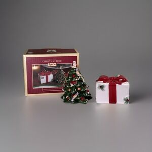 Spode Christmas Tree & Gift Wrapped Present Salt & pepper Shakers W/ Box